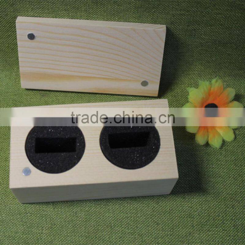 2017 new arrival top grade quality handmade unfinished wooden jewelry gift packing box for two rings with EVA and magnet