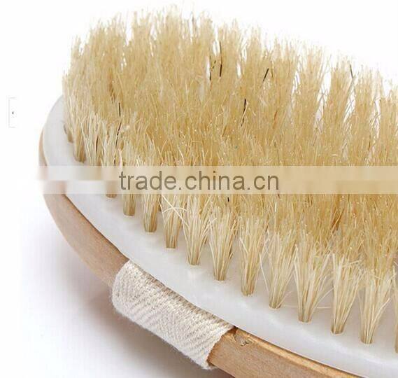 cy298 Removable Body Brush Natural Boar Bristles Long BeechwoodHandle Bath Shower Brushes Great Back Scrubber Dry Skin Brush