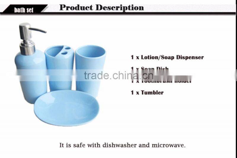 4psc white custom design ceramic bath set, bathroom accessory sanitary set