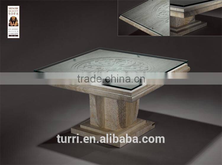 high quality natural marble with hand carved square coffee table