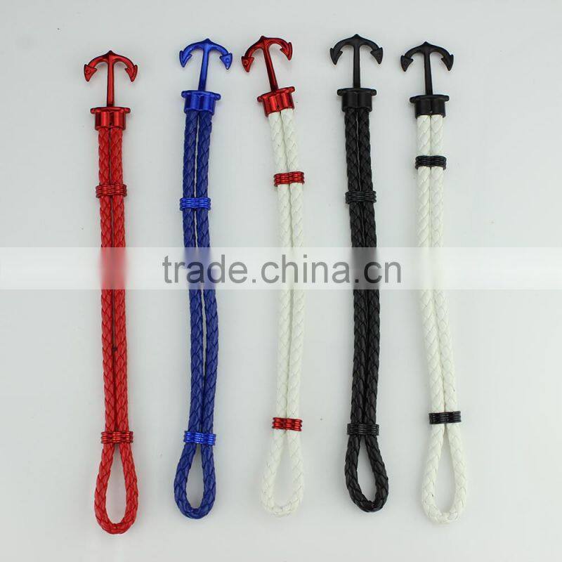 Fashion Jewelry Hot Sale Wax Rope Multilayer Leather Men Anchor Bracelets