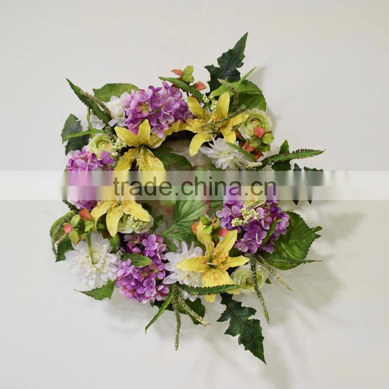2016 new design christmas flower wreath cheap artificial christmas wreath
