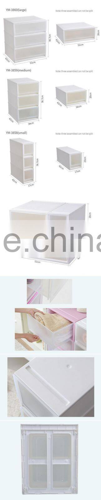 emc plastic drawer for living room, 3 tier plastic Drawer with different sizes