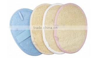 Oval loofah pad terry back