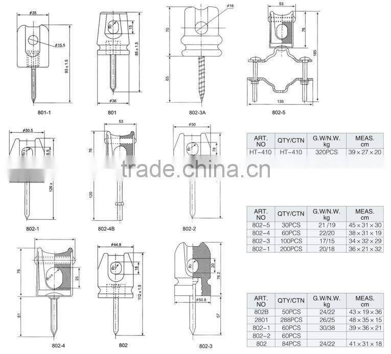 802-2 brown glazed porcelain wiring insulator