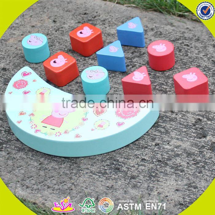 Wholesale hottest kids wooden balance blocks toy brain training wooden balance blocks toy W11F006