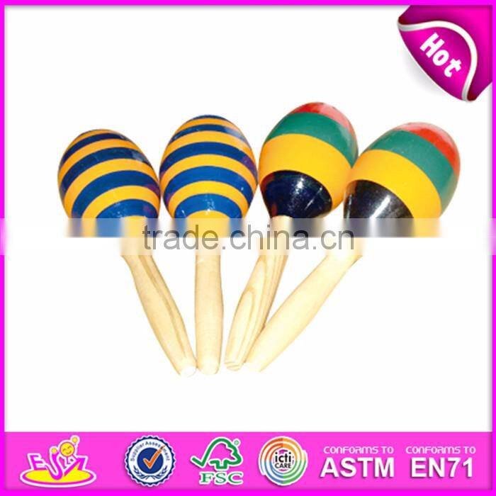 2017 Wholesale educational baby toys wooden musical maracas W07I046