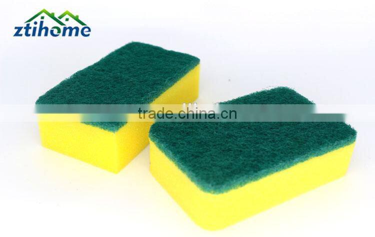 different rectangle kitchen green scouring pad with yellow sponge