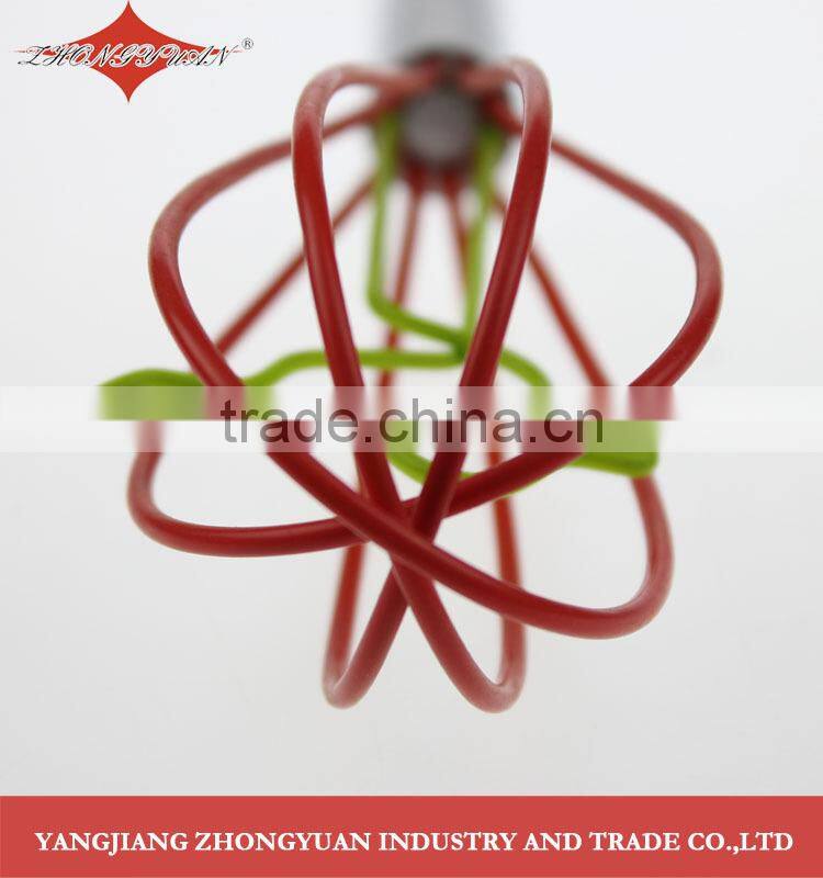 10-inch colorful silicone coated wires egg whisk with stainless steel handle