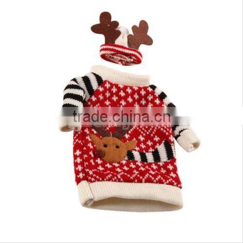 Lovely Wine Bottle elk Cover Xmas Santa Table Decor Christmas Bottle Cap Party Gift