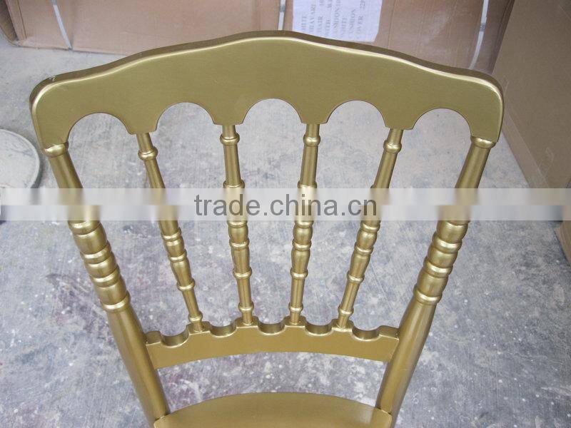 Wholesales golden Wedding Wood napoleon chair with velvet fabric cushions