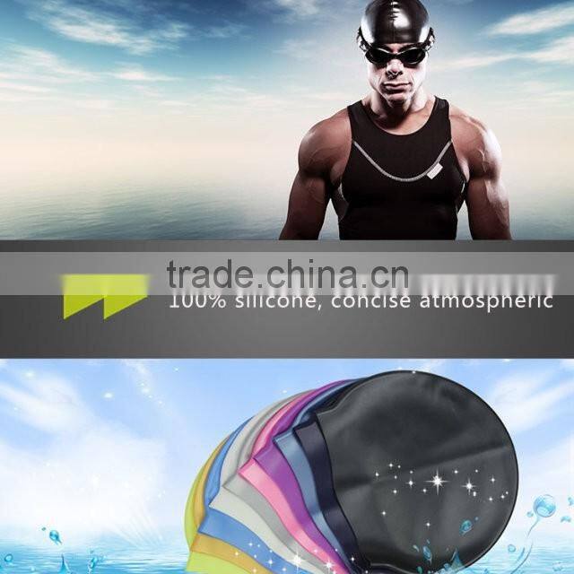 customized logo printed waterproof silicone swimming cap for long hair