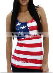 American flag Black White Tees latest new design short style lady printing graphic t shirt for women