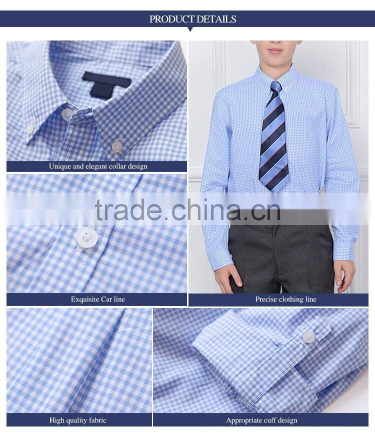 British style 2017 spring school boys shirt long sleeved cotton plaid shirt