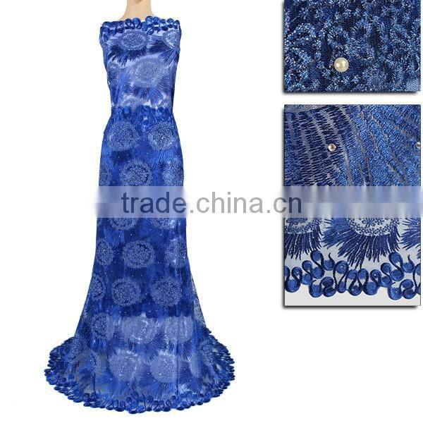 New design hot selling French Net Lace fancy beautiful embroidered dress french lace with stones FL0243