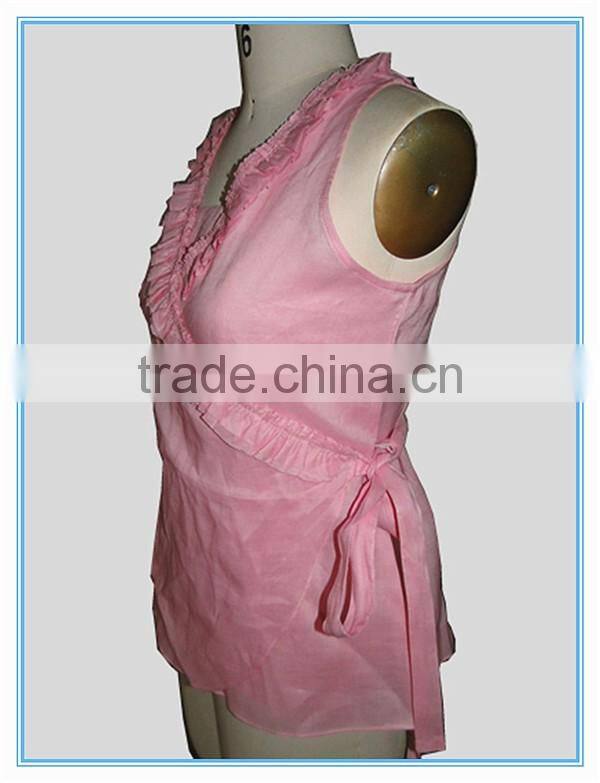 Fashion And Stylish Ramie Blouses New Models With Pink Color