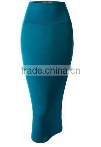 Fashion Lightweight Stretchy Fabric Elastic Waist Band Pencil Skirt for woman