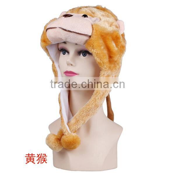 2013 winter plush funny fur animal hats with paws