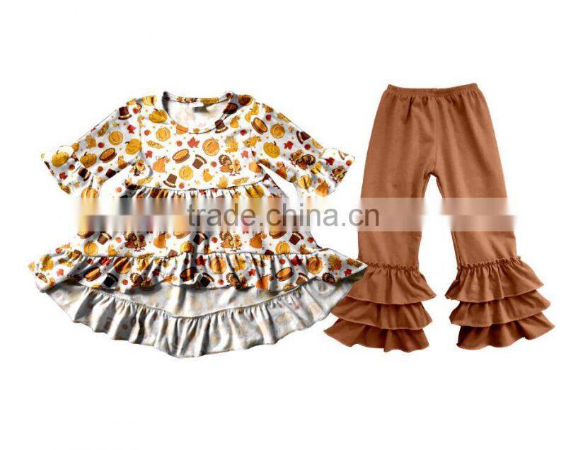 Halloween Fall Pumpkin lovely style Clothing Girls Wholesale Boutique Childrens Ruffle Baby Clothes