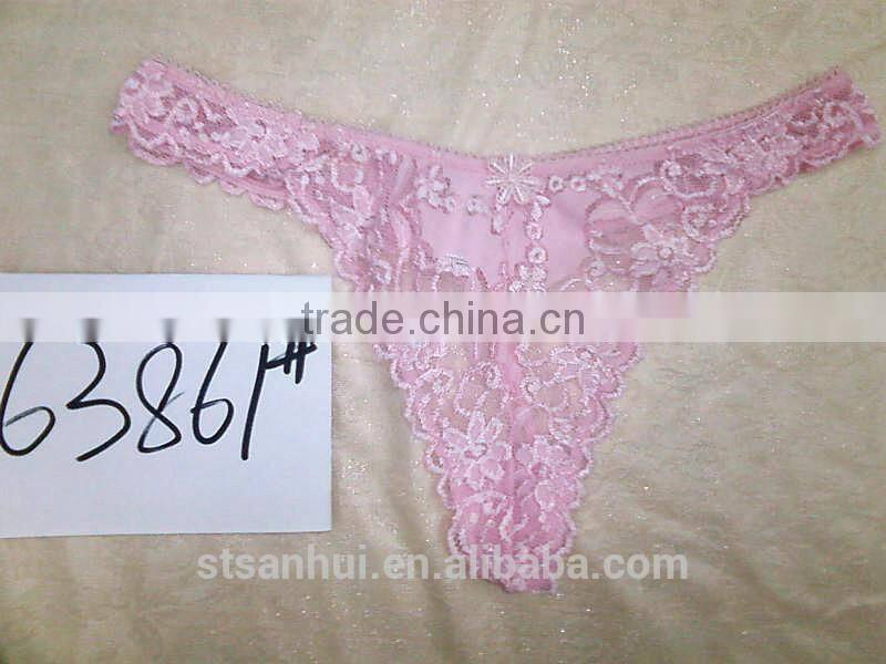 China factory wholesale women stylish embroidery sexy transparent thongs panty