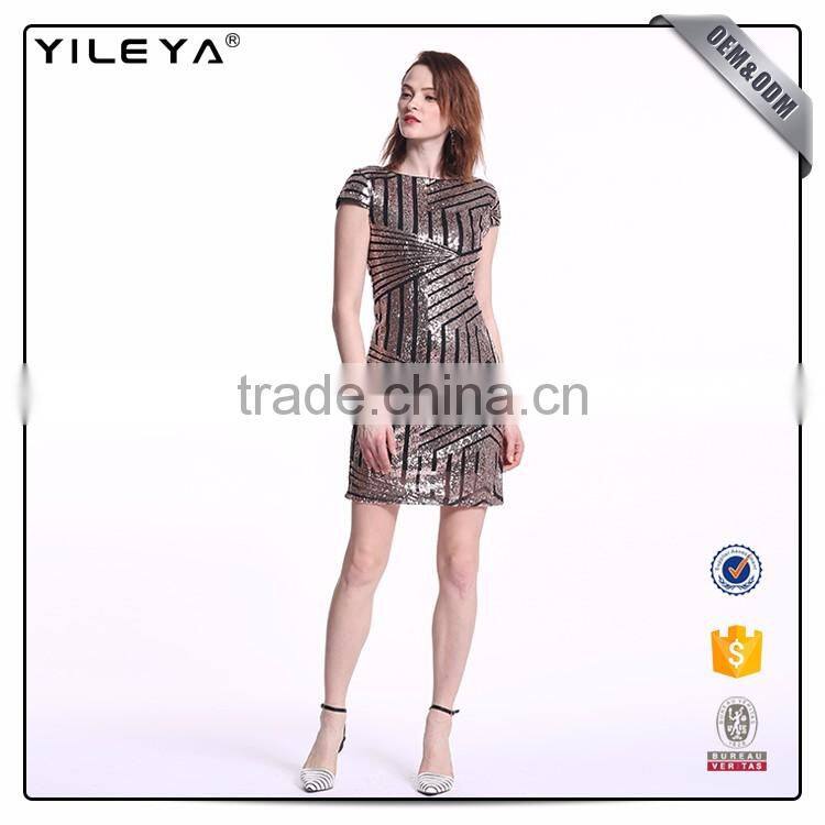 Oem&Odm Service Dotted Line Deep V Behind Women Stylish Dress