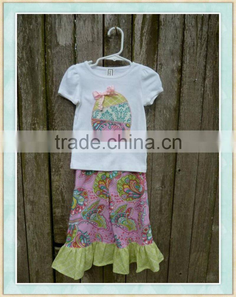 easter egg applique shirt and ruffle pant sets wholesale children's boutique clothing wholesale clothing