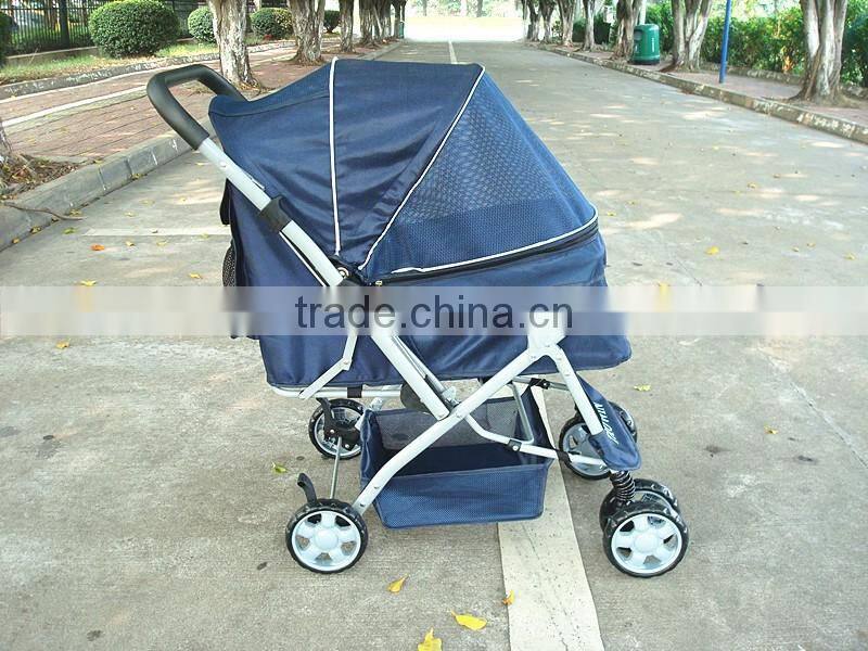 Factory direct shock absorbers two-way aluminum pet pet trolley four-wheel folding washable dog carts spot