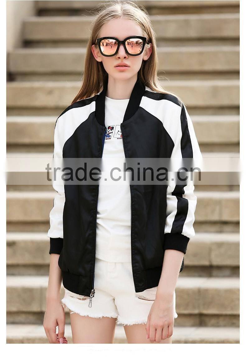 Ladies Autumn embroidered reversible windproof Casual bomber jacket