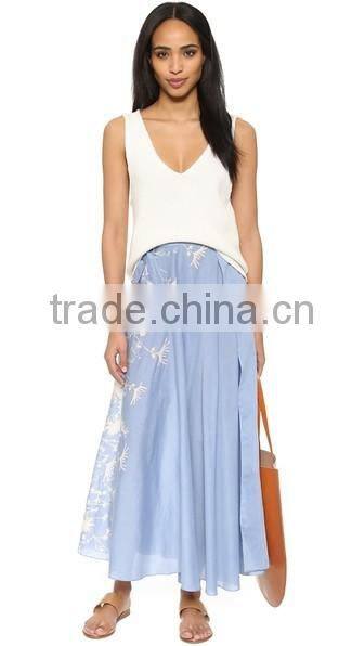 2016 designed for fashion women chiffon printed skirt ladies'maxi skirt OEM