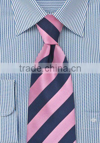 pink and navy striped poly tie