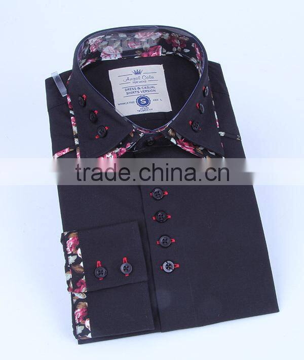 2016 latest shirt design for men italian double collar shirts