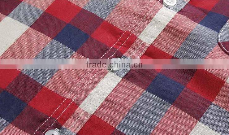latest designs for summer plaid custom men shirt with cheap price oem