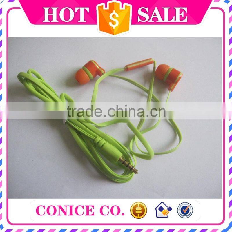 2015 wholesale silicone plastic plug in ear earbuds stereo handsfree wired microphone earphones