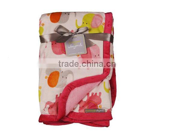 Blankets and Beyond Double Layer Blanket Elephant Pink