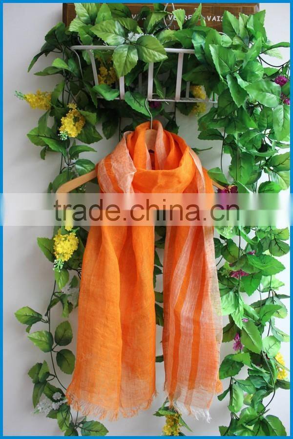 High quality classical striped design 100%linen men's scarf