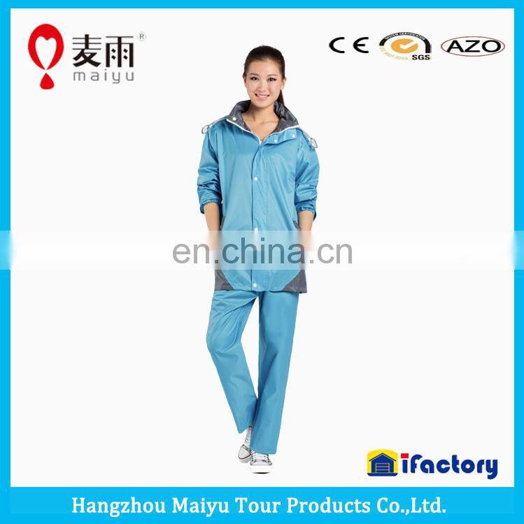 Maiyu waterproof blue pu rain jacket