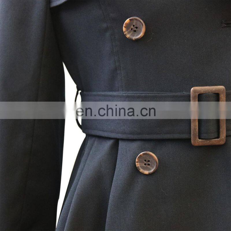 2016 Top sale Lady Autumn Double Breasted Dust Coat with Belt