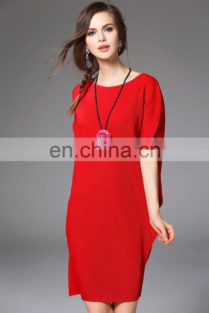 Customize fashon women casual dress pleats please apparel