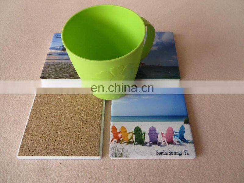 Square customized heat transfer absorbent ceramic beer coasters with logo