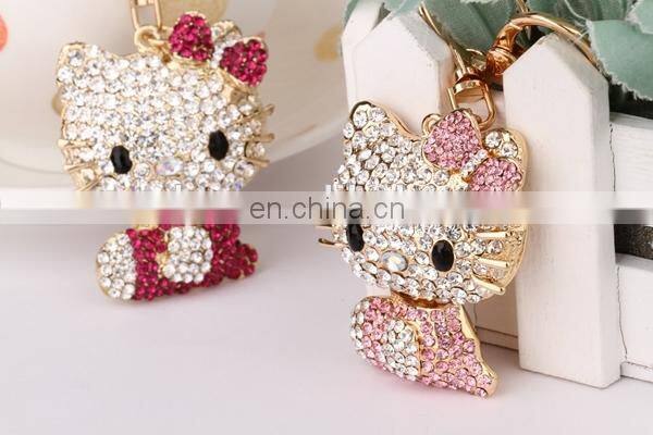 HOT PROMOTIONAL DELICATE GIFT CRYSTAL HELLO CAT MATCHING KEYCHAIN