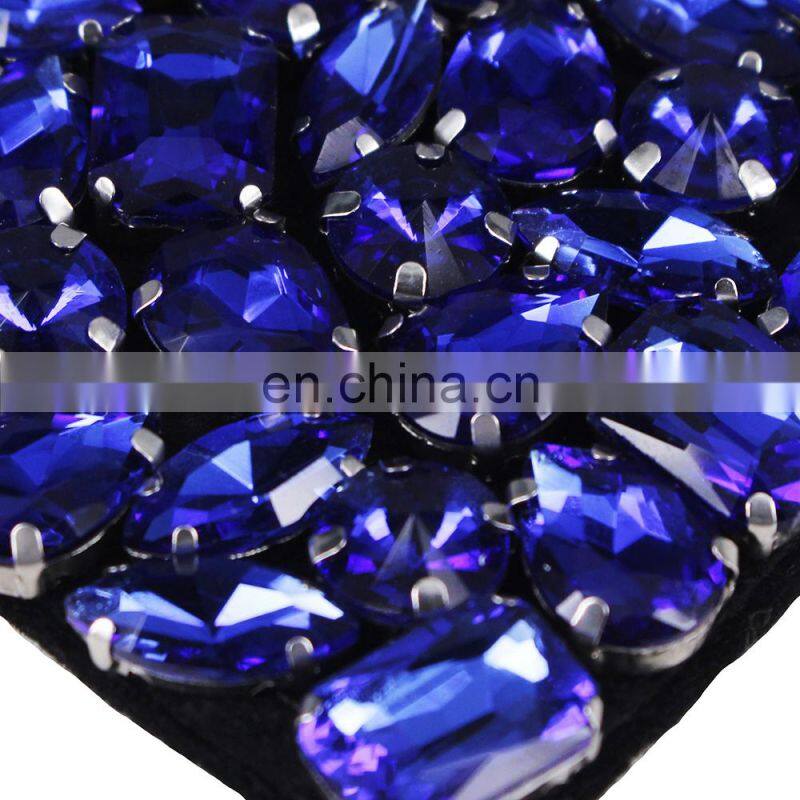 Hot!!! Beaded Crystal Navy Heart Patches Badges For Clothing