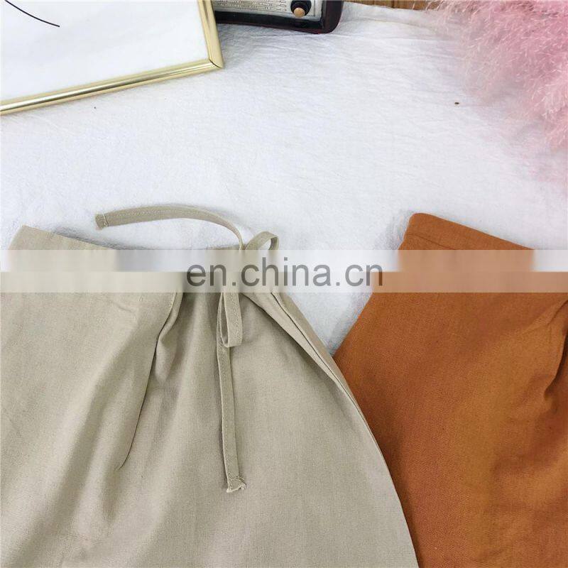 2020 New Wholesale Children's Breathes Casual Linen A-line Skirt For 1-6Y Girls