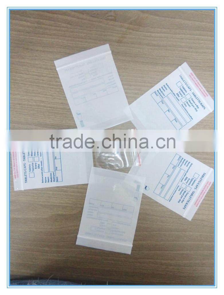 resealable medicine bag/ldpe medical zip lock bag/medical zipper bag