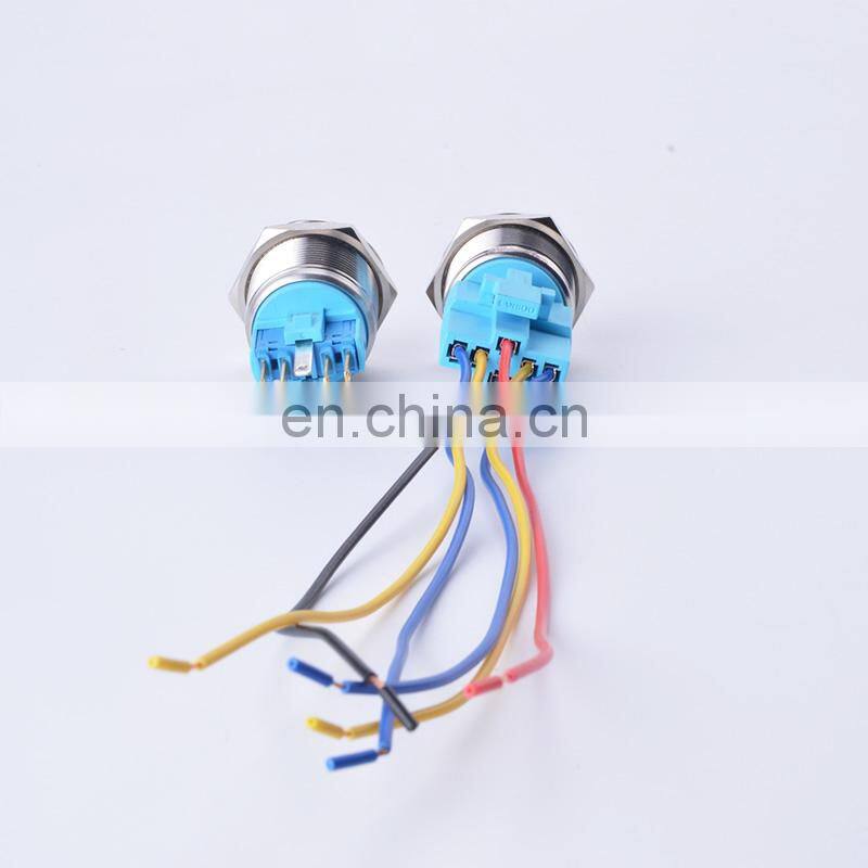22mm 12v 24v Waterproof Metal Push Button Electrical Switch Latching Momentary Annular Power Symbol with LampLed Indicator