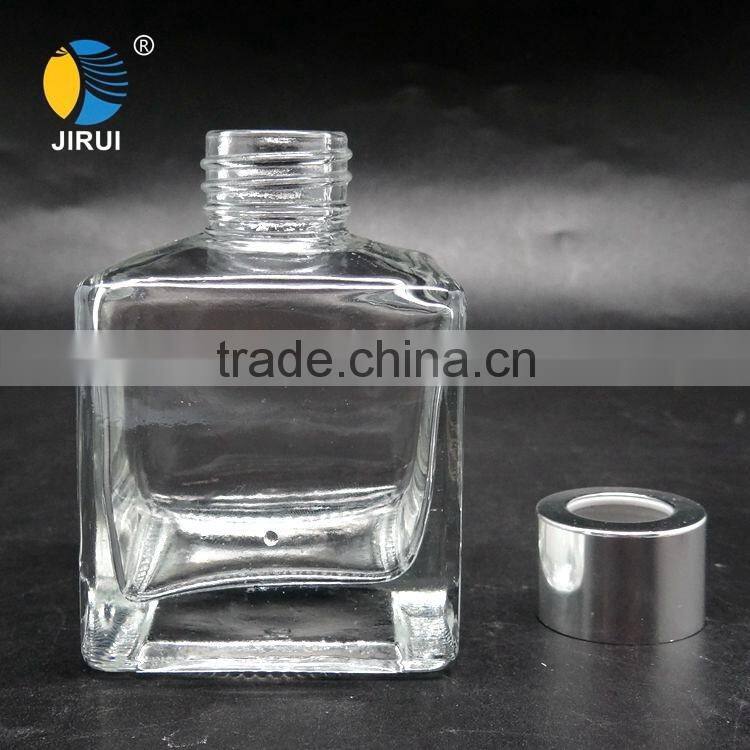 135ml square natural scent reed diffuser glass bottle with aluminum cap glass diffuser bottle