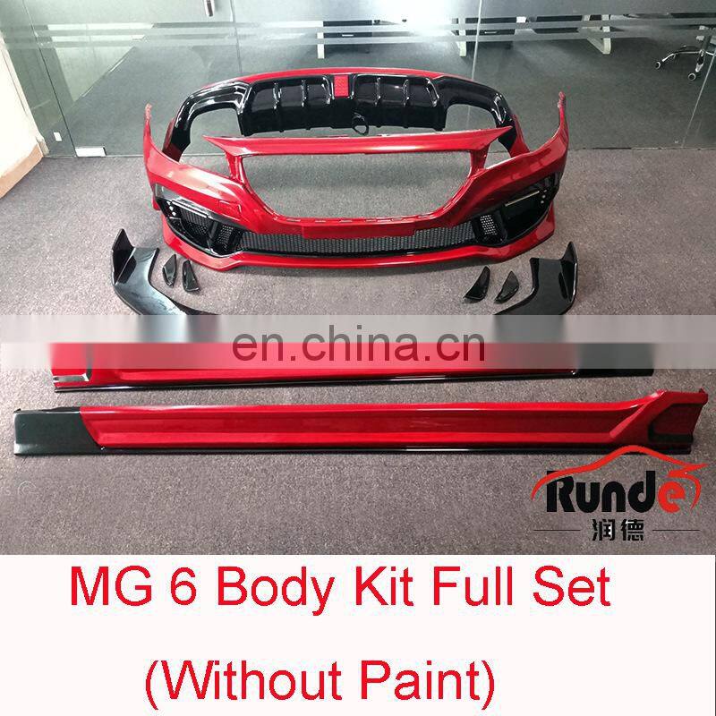 Runde Car Modification Excellent ABS Material MG6 Front Bumper Lip Side Skirt Spoiler Suitable For New Morris Garages 6 Body Kit