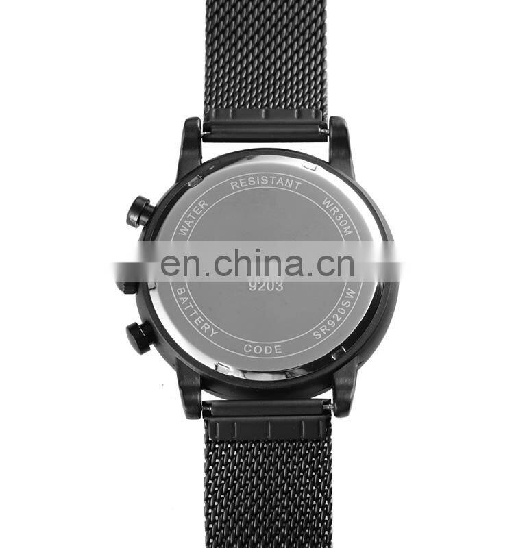 Brand your logo skmei 9203 stainless steel strap quartz men wristwatch waterproof 3ATM