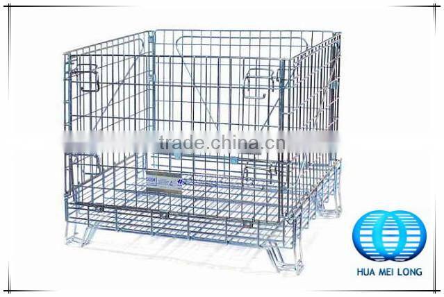 Foldable galvanized metal security wire mesh storage roll cage