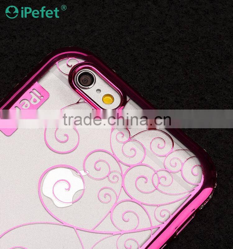 Electroplating Diamond Bumper Clear Crystal TPU Mobile Phone Case Cover For iPhone 6/s