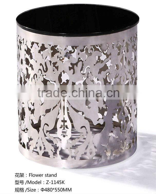 Cylindrical stainless steel carving flower shelf
